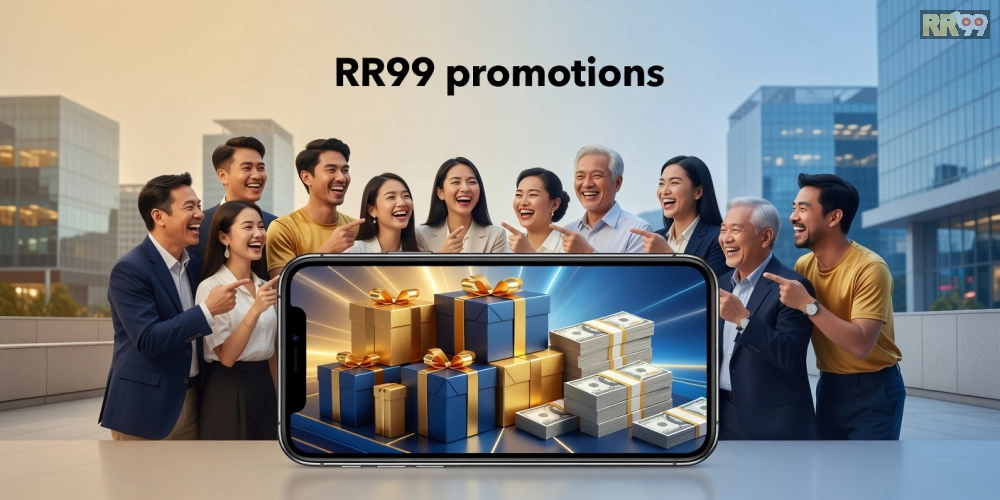 Minh họa khái niệm chương trình khuyến mãi rr99 với biểu tượng ưu đãi hấp dẫn và người dùng hài lòng