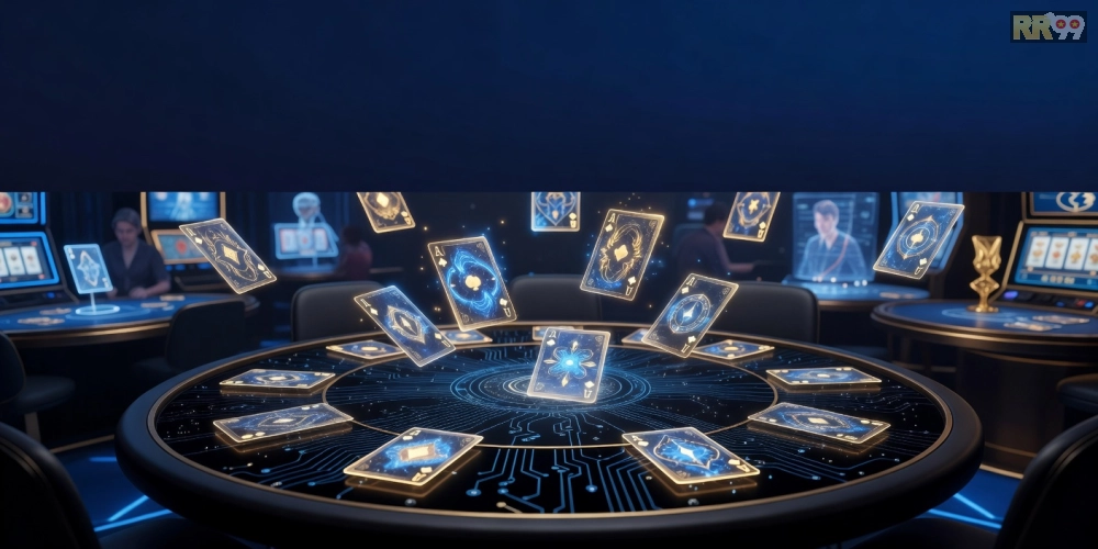 Minh họa giao diện chơi game bài trực tuyến hấp dẫn với các lá bài ảo