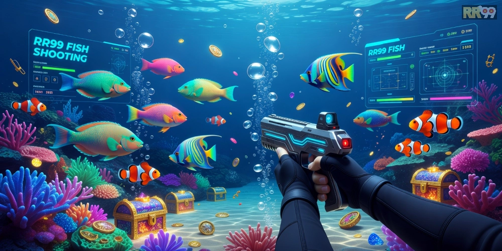 Minh họa khái niệm game bắn cá online rr99 với giao diện sống động