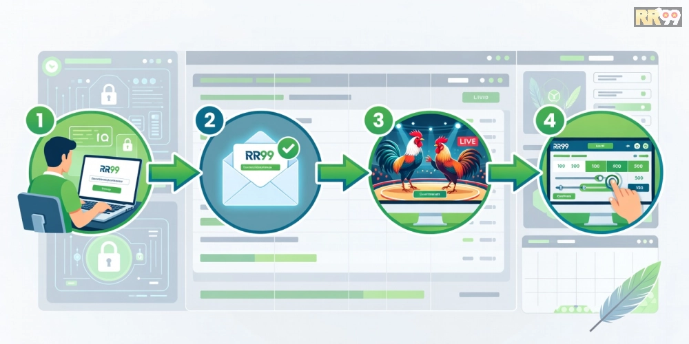 Caption hướng dẫn từng bước đăng ký và sử dụng xem đá gà trực tuyến rr99
