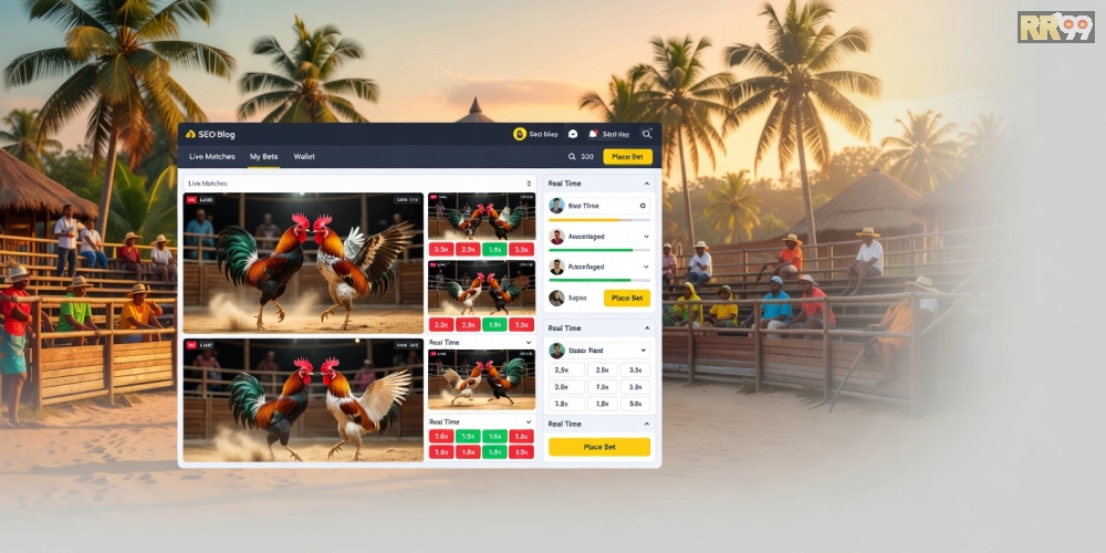 Giao diện trang đá gà online rr99 uy tín với các trận đấu hấp dẫn và tùy chọn cược đa dạng